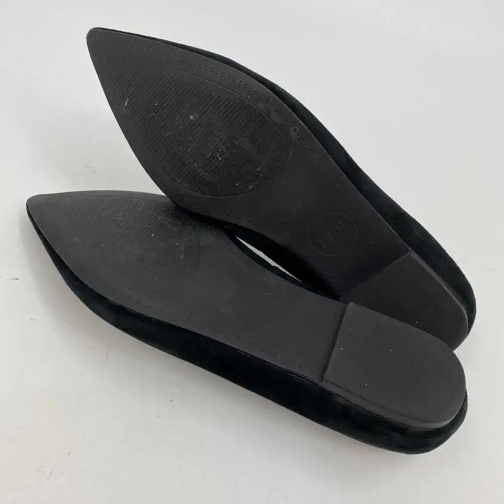 1901 Classic Black Suede Pointed Toe Flats | Size 10